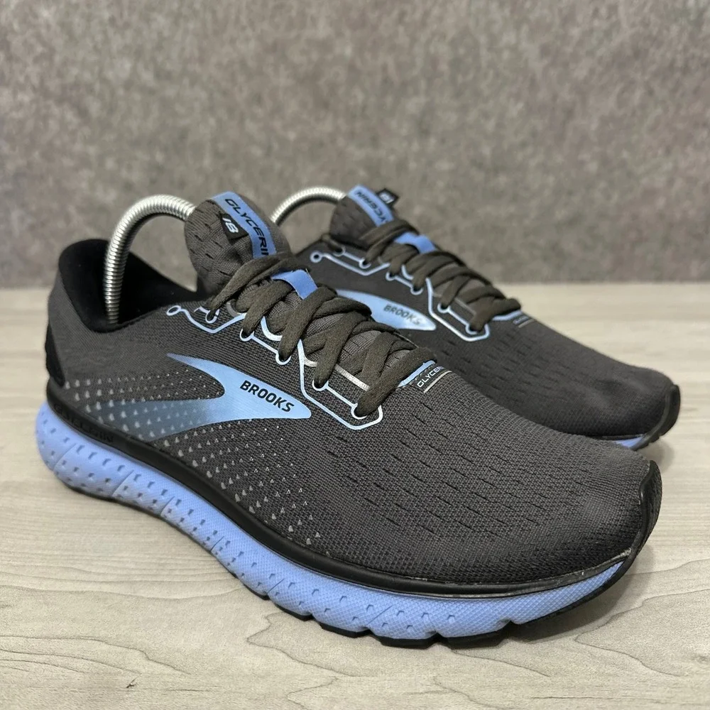 Brooks Men's Black and Light Blue Running Shoes
